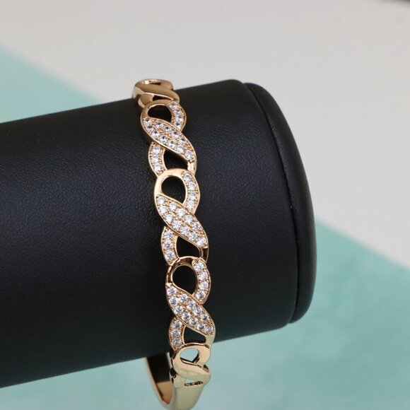 Rose Gold Bangle with Infinity Design and Sparkling Stones, XPBL0456 - Picture 7 of 12